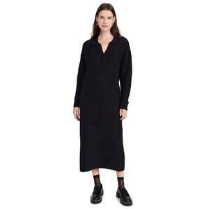 525 America Black Raya Solid Polo Knit Sweater Midi Collared Dress Tuckernuck